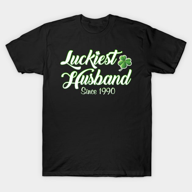 Luckiest Husband Since 1990 St. Patrick's Day Wedding Anniversary T-Shirt by Just Another Shirt